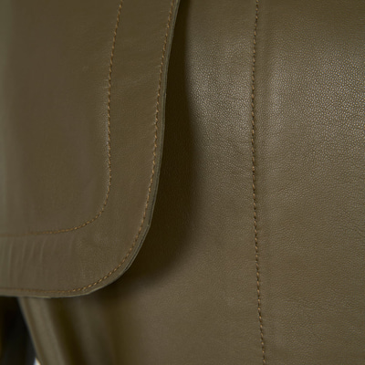 Kelly Yeşil Kadın Deri Trençkot