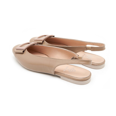 Khate Krem Kadın Kroko Baskılı Deri Babet