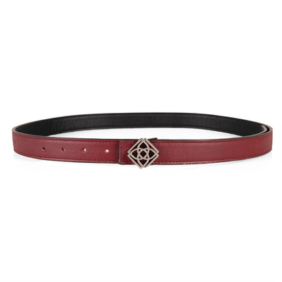Kieran Bordo/Siyah Kadın Çift Taraflı Nikel Tokalı Deri Kemer
