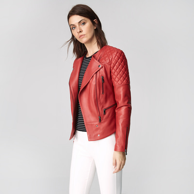 Kırmızı Adonita Kadın Deri Mont