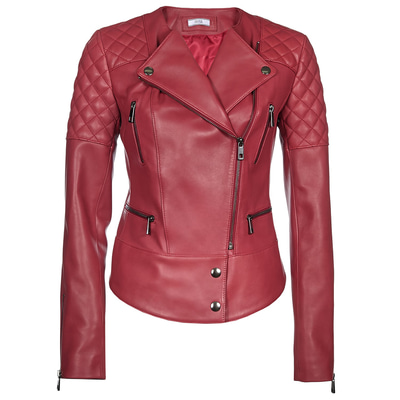 Kırmızı Adonita Kadın Deri Mont