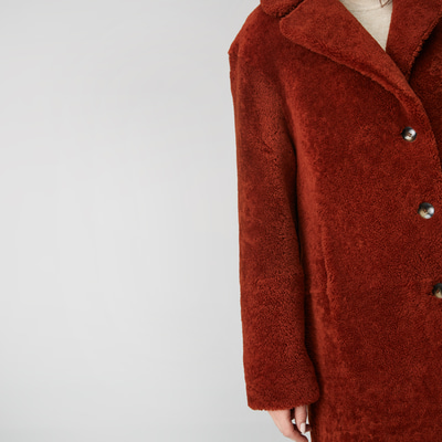 Kırmızı Daria Kadın Kürk Pardösü