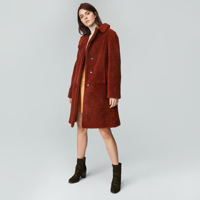 Kırmızı Daria Kadın Kürk Pardösü