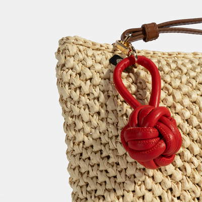 Kırmızı Düğüm Detaylı Deri Anahtarlık