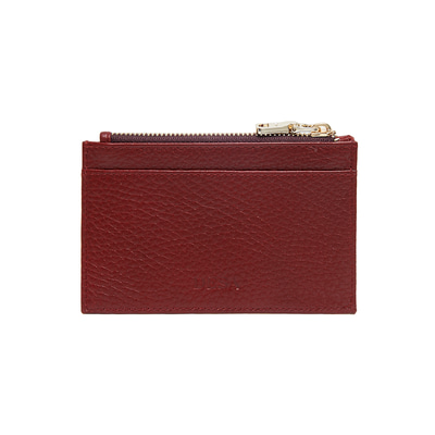 Kırmızı Fermuarlı Deri Kartlık