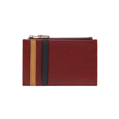 Kırmızı Fermuarlı Deri Kartlık