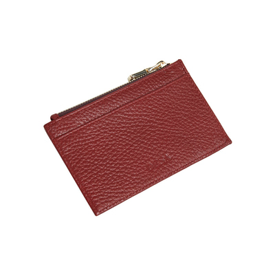 Kırmızı Fermuarlı Deri Kartlık