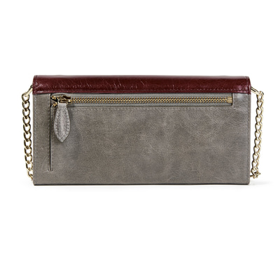 Kırmızı Kadın Zincir Detaylı Deri Cüzdan