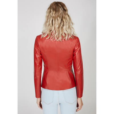 Kırmızı Kathalina Kadın Deri Ceket