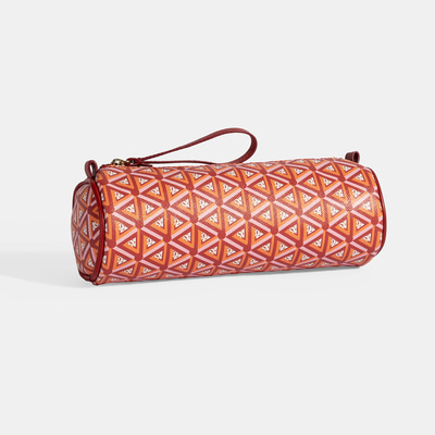 Kırmızı Monogram Desenli Kalemlik/Tıraş/Makyaj Çantası
