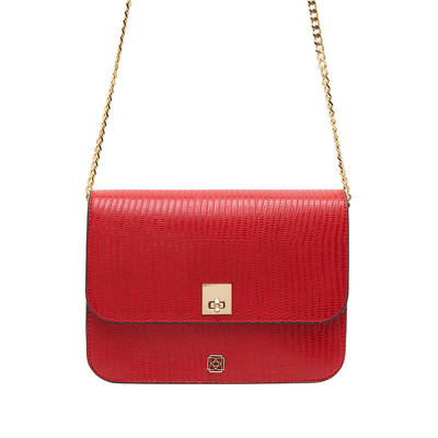 Kırmızı Narcis Zincir Detaylı Kadın Omuz Çantası