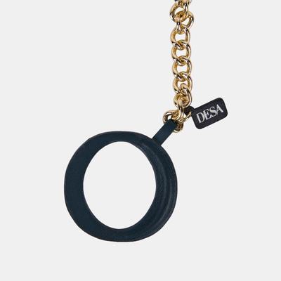 Koyu Yeşil O Harfi Gold Zincirli Deri Charm / Anahtarlık