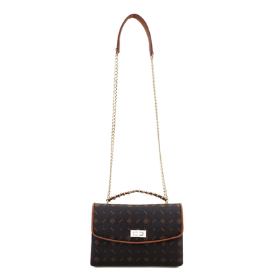 Kyle Kahve Kadın Monogram Deri Omuz Çantası