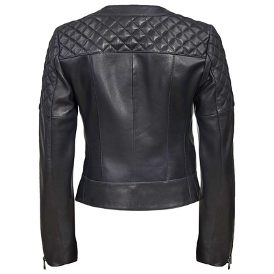 Lacivert Adonita Kadın Deri Mont