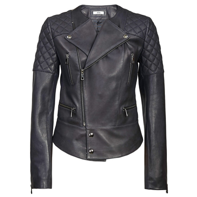 Lacivert Adonita Kadın Deri Mont