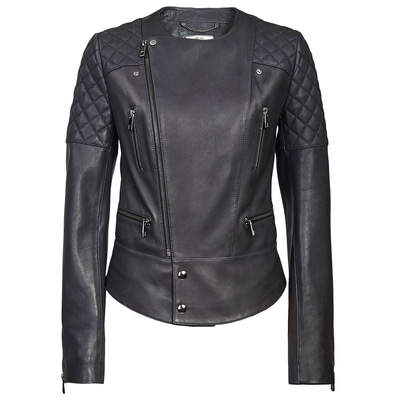 Lacivert Adonita Kadın Deri Mont