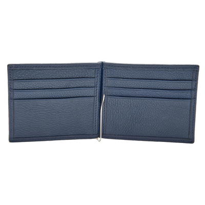 Lacivert Erkek Para Klipsli Deri Cüzdan / Kartlık