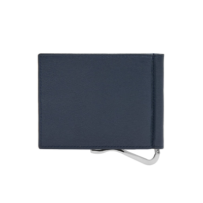 Lacivert Erkek Para Klipsli Deri Cüzdan / Kartlık