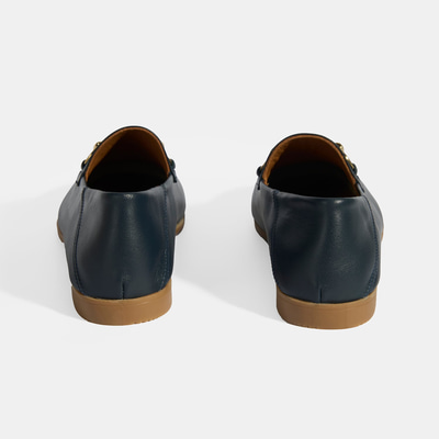 Lacivert Kadın Toka Aksesuarlı Deri Loafer