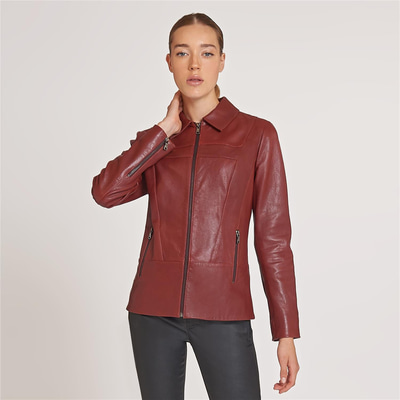 Laura Kadın Gömlek Yakalı Deri Mont