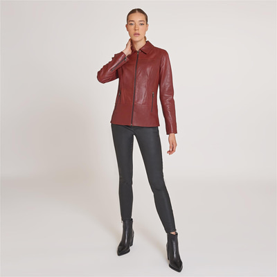 Laura Kadın Gömlek Yakalı Deri Mont