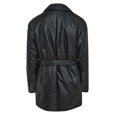 Lena Siyah Kadın Puffer Deri Kaban