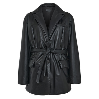 Lena Siyah Kadın Puffer Deri Kaban