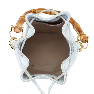 Lexy Mavi Kadın Bambu Askılı Deri Omuz Çantası