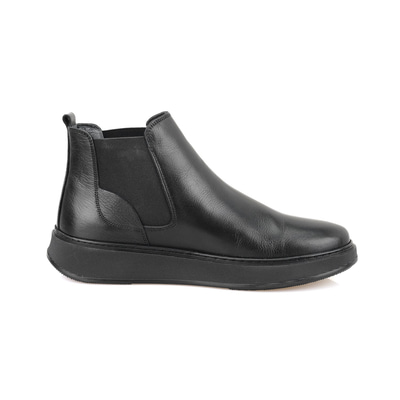 Liene Siyah Erkek Lastikli Deri Bot