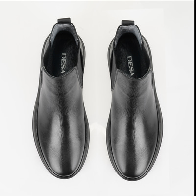 Liene Siyah Erkek Lastikli Deri Bot