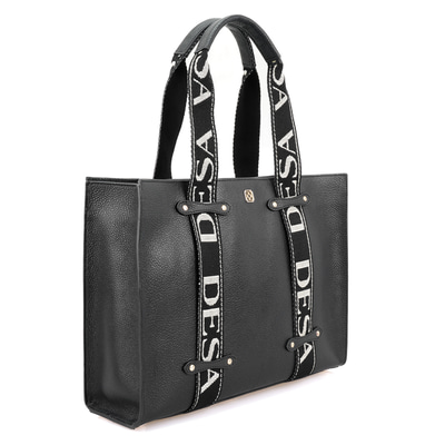 Lilie Siyah Kadın Desa Logo Askılı Deri Alışveriş Çantası