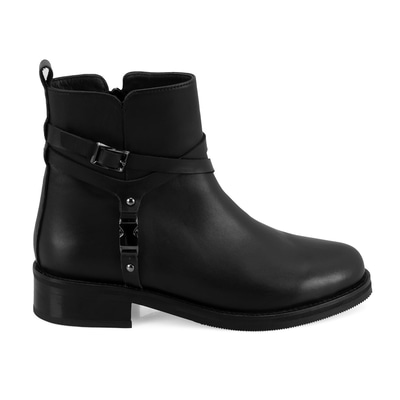 Lillia Siyah Kadın Toka Aksesuarlı Deri Bot