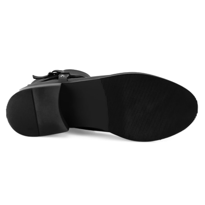 Lillia Siyah Kadın Toka Aksesuarlı Deri Bot