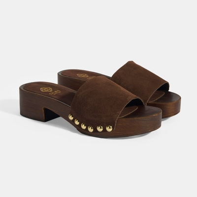 Limited Edition Kadın Koyu Kahve Süet Topuklu Terlik