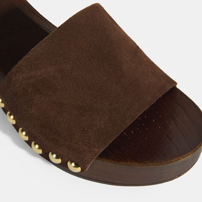 Limited Edition Kadın Koyu Kahve Süet Topuklu Terlik