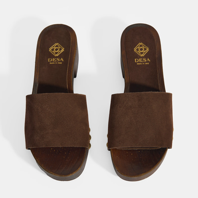 Limited Edition Kadın Koyu Kahve Süet Topuklu Terlik