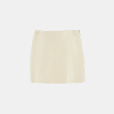 Limited Edition Kadın Krem Deri Şort Etek