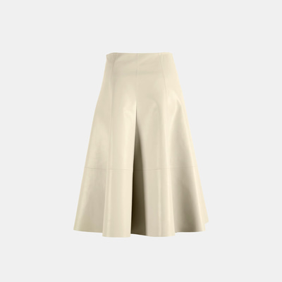 Limited Edition Kadın Krem Uzun Deri Etek