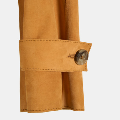 Limited Edition Kadın Turuncu Belden Bağlamalı Süet  Kısa Trençkot