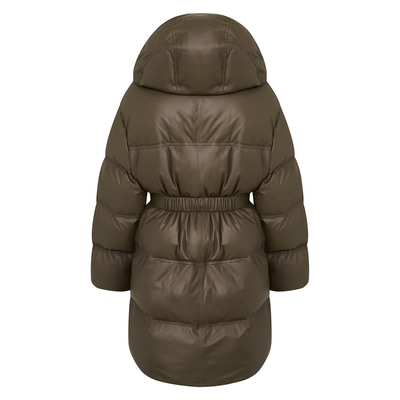 Linda Yeşil Kadın Puffer Deri Kaban