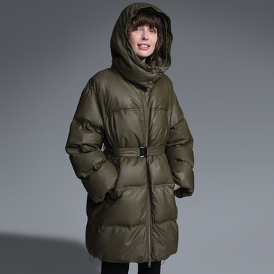 Linda Yeşil Kadın Puffer Deri Kaban