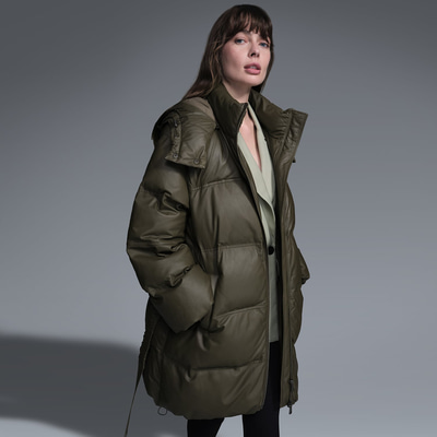 Linda Yeşil Kadın Puffer Deri Kaban