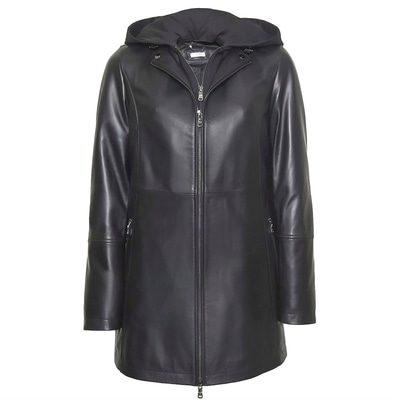 Lizzy Kapüşonlu Kadın Deri Mont