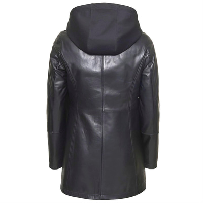 Lizzy Kapüşonlu Kadın Deri Mont