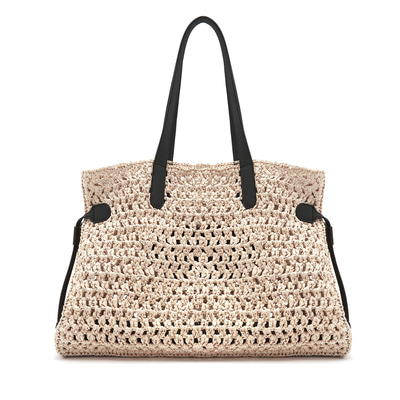 Lorah Bej Kadın Hasır Deri Omuz Çantası