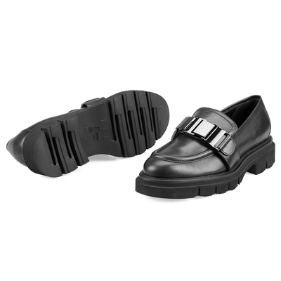 Luca Grossi Alma Siyah Kadın Toka Detaylı Loafer