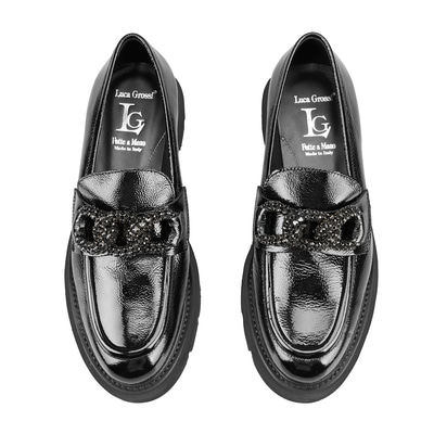 Luca Grossi Aurora Siyah Kadın Toka Detaylı Rugan Loafer