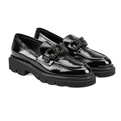 Luca Grossi Aurora Siyah Kadın Toka Detaylı Rugan Loafer