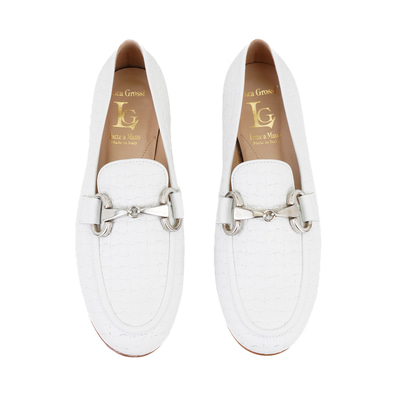 Luca Grossi Beyaz Kadın Toka Aksesuarlı Deri Loafer