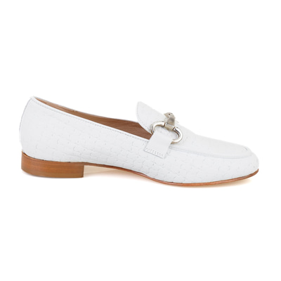 Luca Grossi Beyaz Kadın Toka Aksesuarlı Deri Loafer